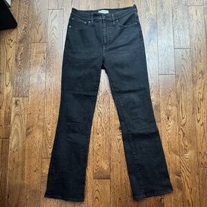 Madewell Tall Kick Out Crop Jeans Black Rinse Wash Women’s 29T Mid Rise Stretch